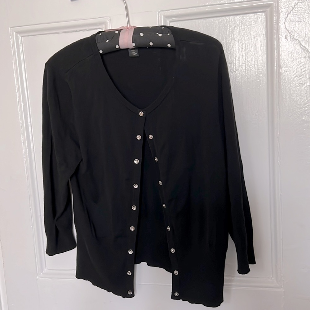 Snap up black sweater white black market